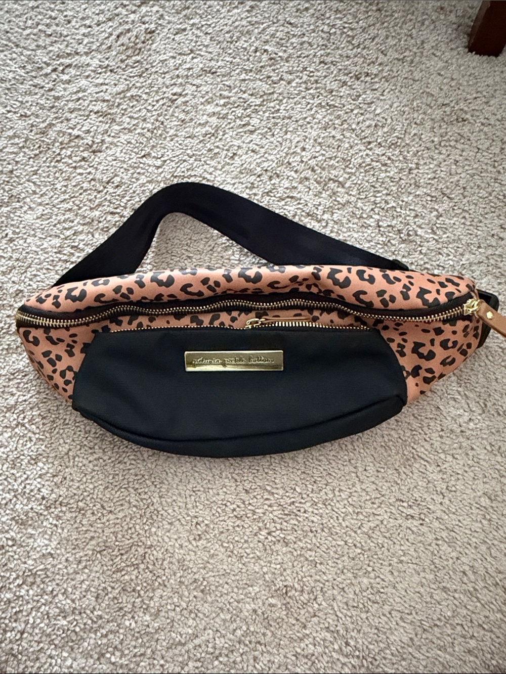 Like New Petunia Pickle Bottom Leopard Print and Black Mini Belt Bag